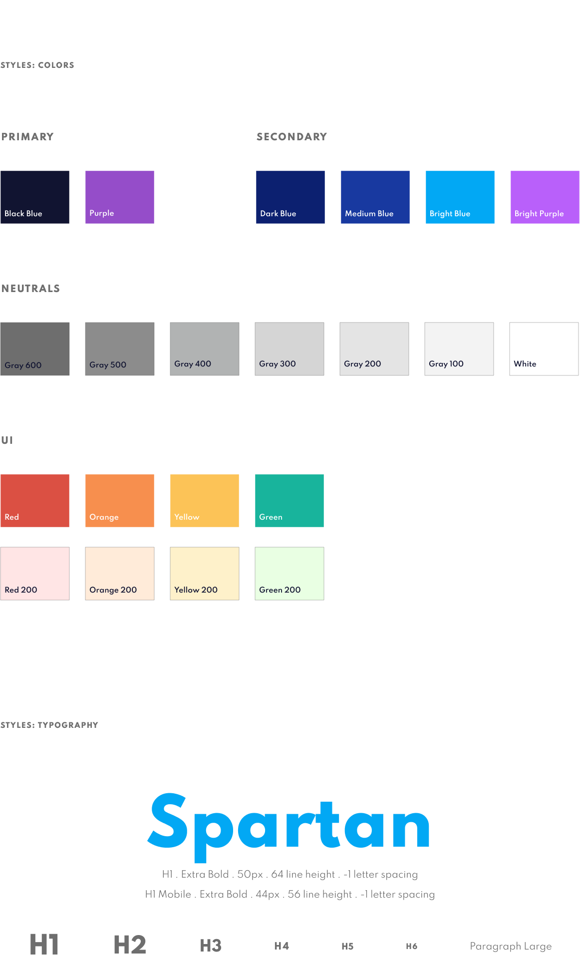 Design System styles including color and typography.